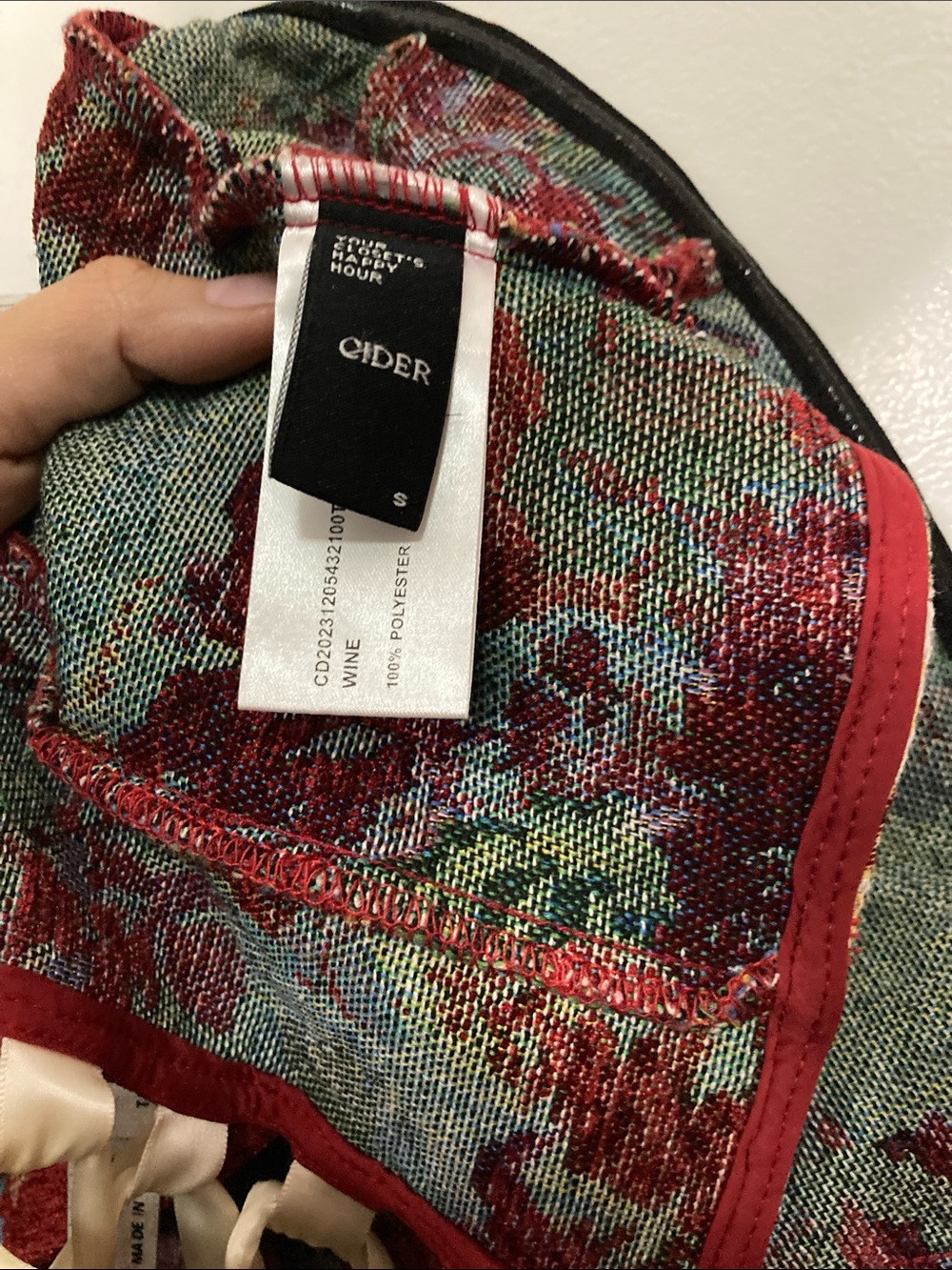 Cider Red Floral Brocade Corset Crop Top - Picture 6 of 6